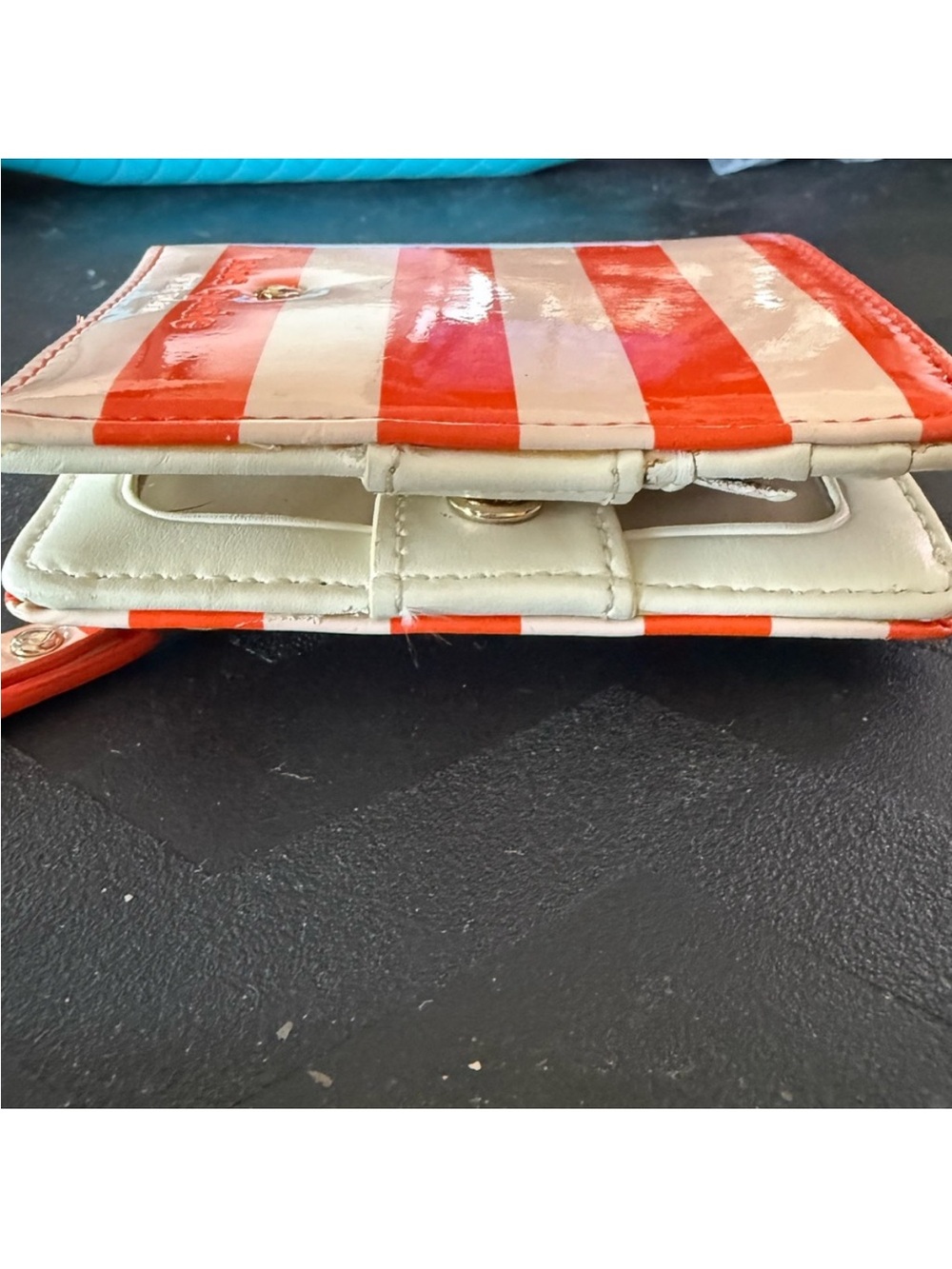 kate spade Orange and White Striped Card Holder with Spade Logo - Picture 4 of 10